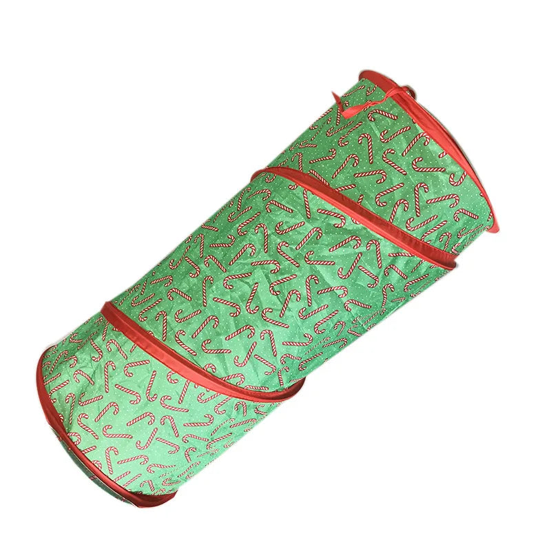 Christmas Cat Tunnel – Collapsible Candy-Cane Print Play Tunnel