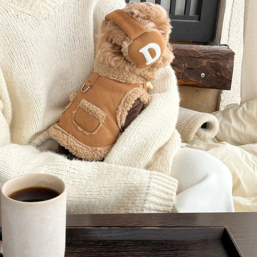Padded Winter Cat Coat – Fleece-Lined Insulated Jacket with Harness Hole
