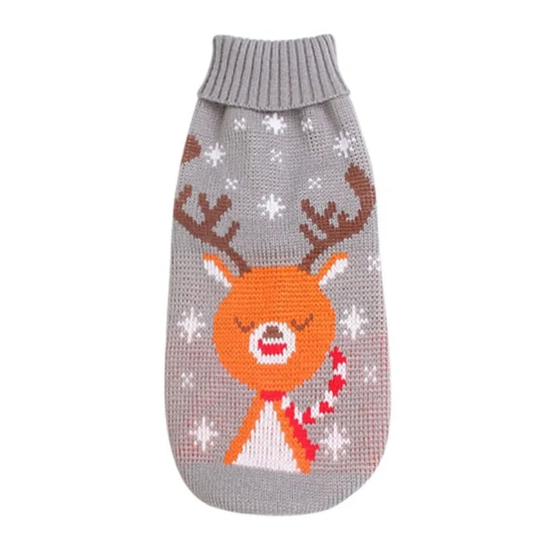 Fair-Isle Snowflake Knit Dog Sweater – Winter Christmas Pullover