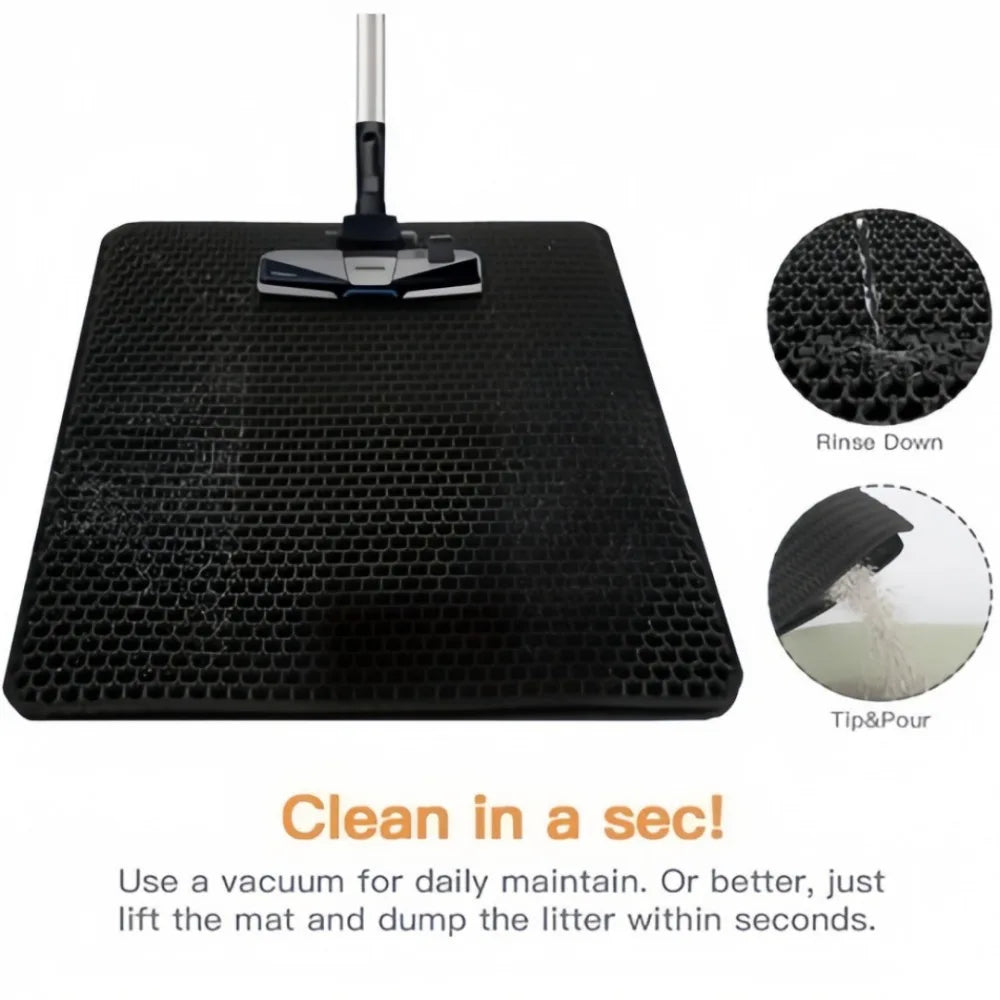 Double-Layer Honeycomb Cat Litter Mat – Waterproof & Non-Slip