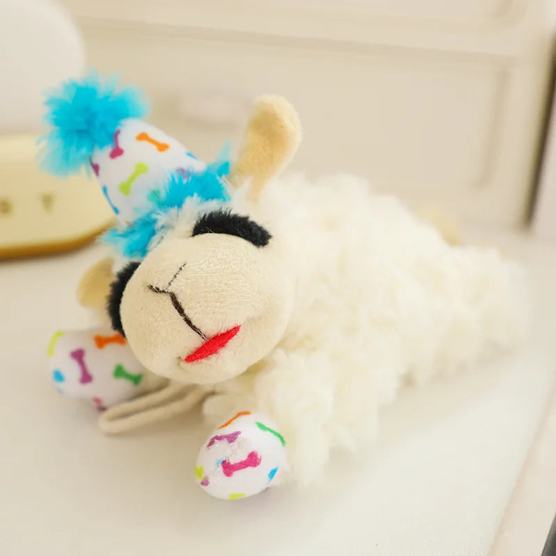Mini Lambchop-Style Plush Dog Toy – Classic Sheep Squeaker