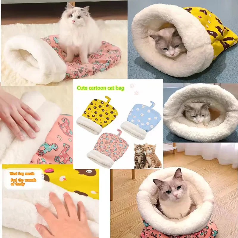Self-Warming Cave Cat Bed – Winter Hideaway