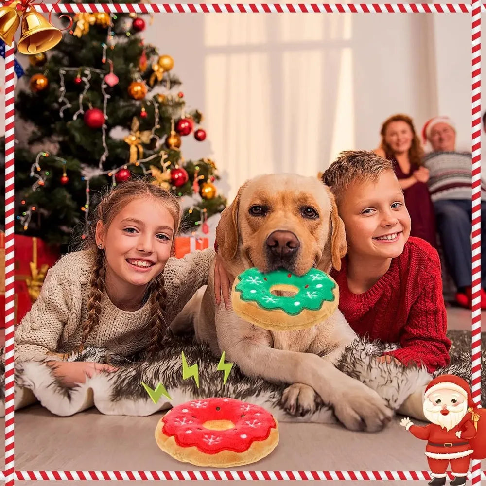 Christmas Squeaky Dog Toy Pack – Plush Holiday Chew Toys