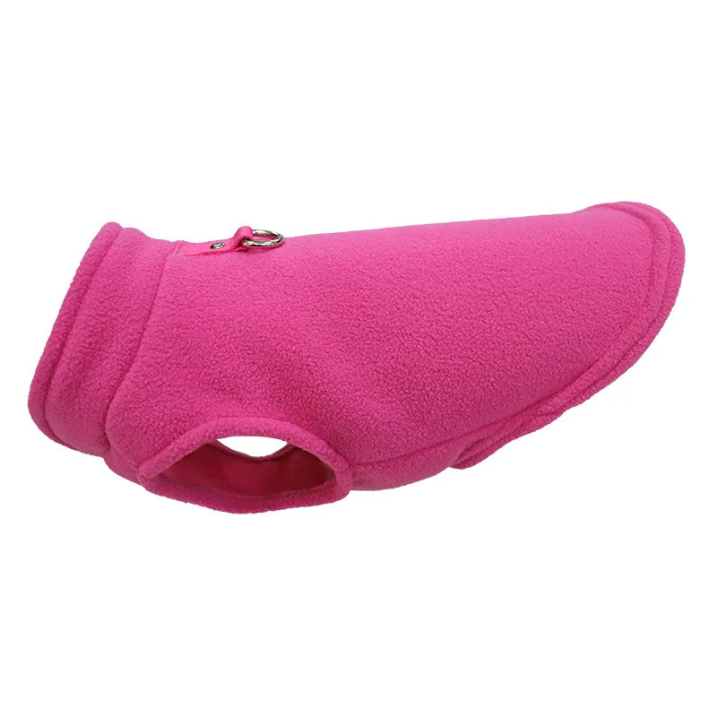 Fleece Dog Vest with D-Ring Leash Attachment
