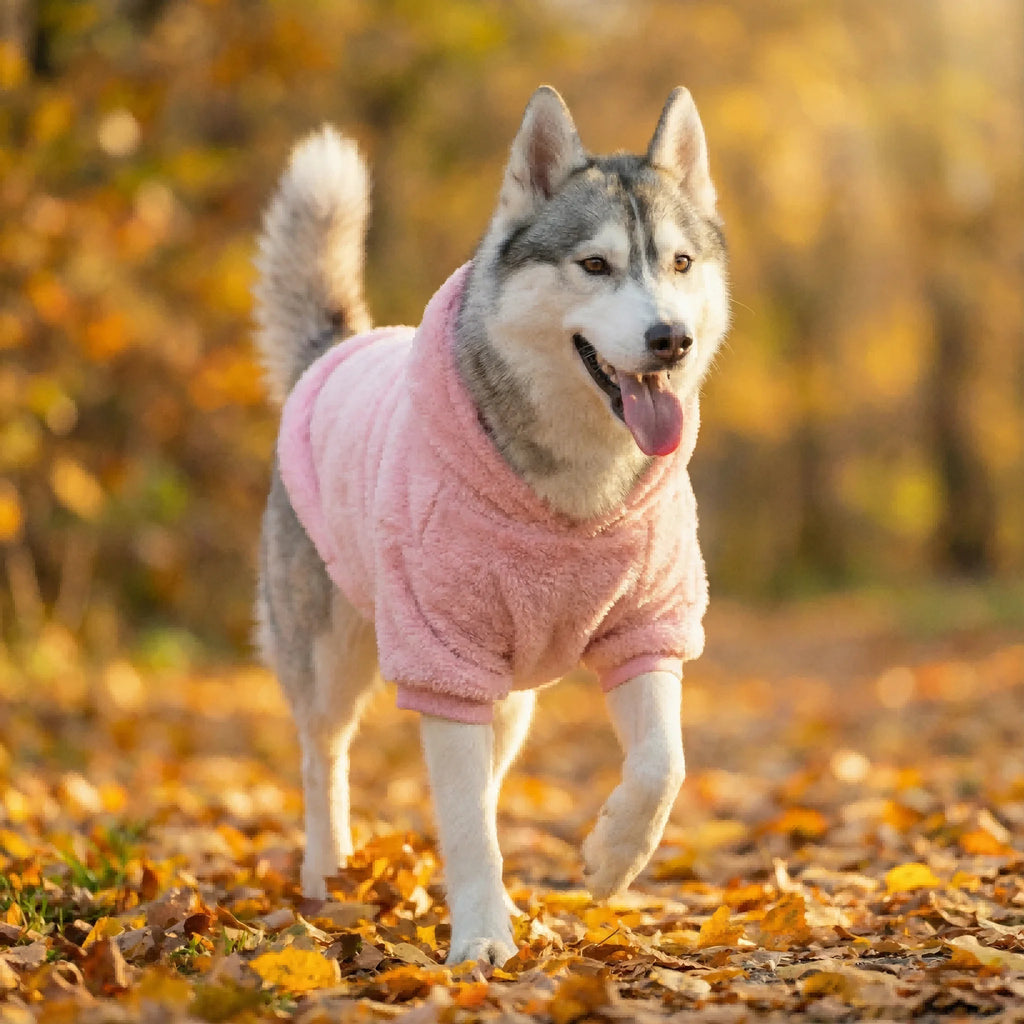 Fleece Dog Hoodie with Kangaroo Pocket – Warm Winter Coat