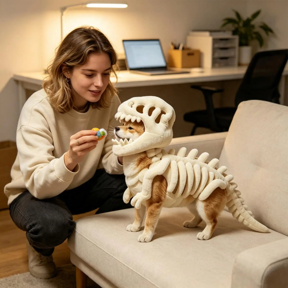 Dinosaur Bone Pet Costume – Halloween Dino Hoodie