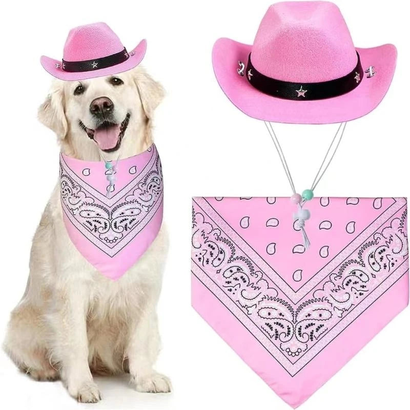 Cowboy Dog Costume Set – Hat & Bandana