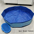 Foldable Dog Bath Tub with Brush Set Portable Pet Swimming Pool Small Medium Large Dogs Cats Puppies Indoor Outdoor Collapsible