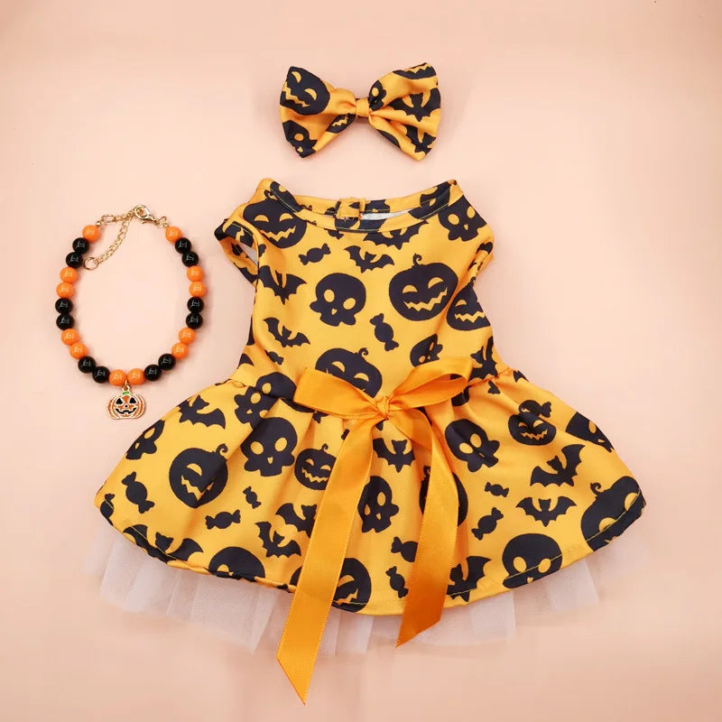 Pumpkin Tulle Dog Dress – Halloween Party Outfit