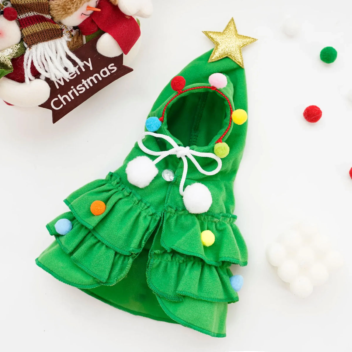 Walking Christmas Tree Pet Costume – Holiday Outfit with Star Hat