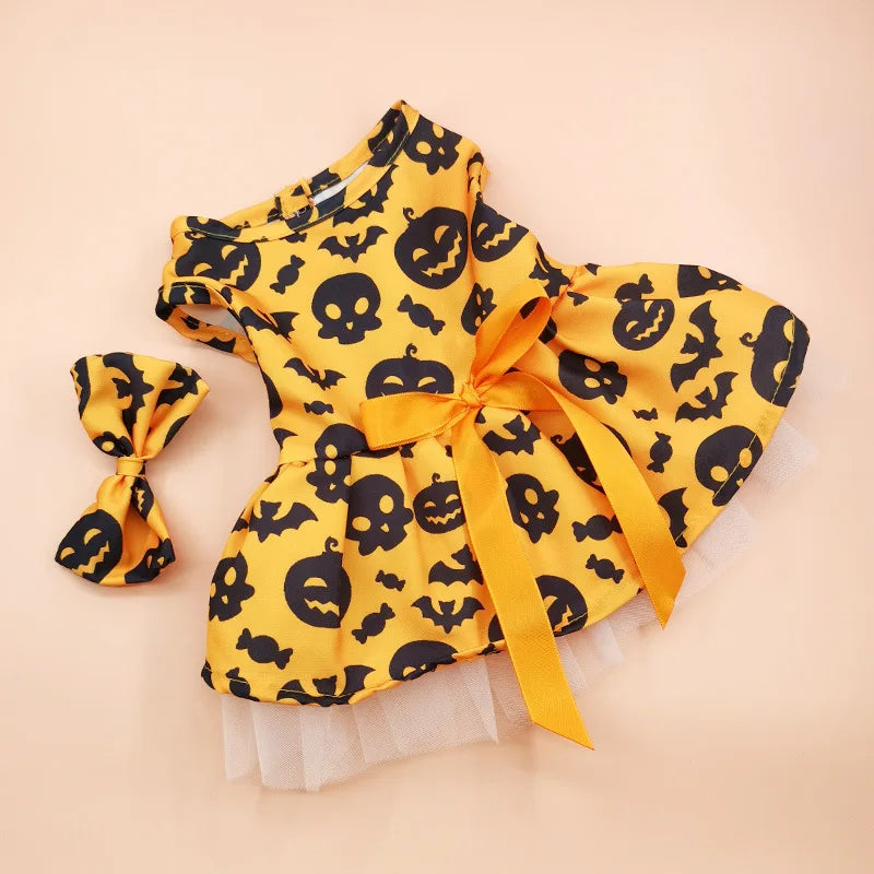 Pumpkin Tulle Dog Dress – Halloween Party Outfit