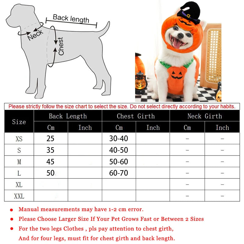 Plush Pumpkin Pet Costume for Halloween