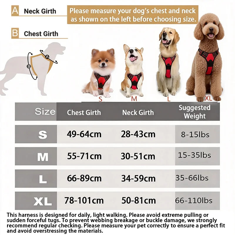 No-Pull Front-Clip Reflective Dog Harness