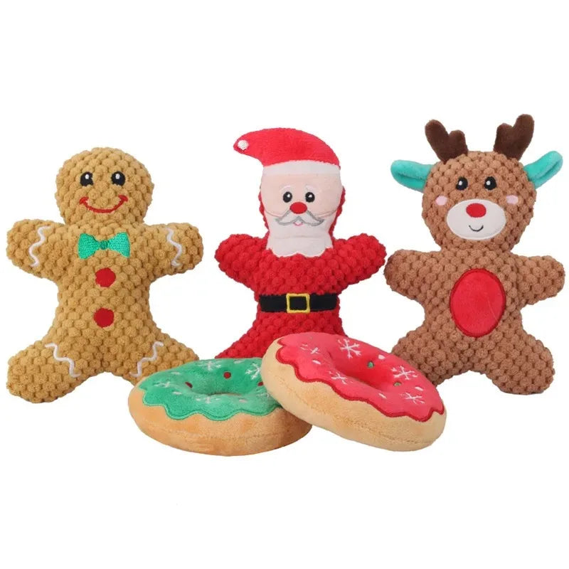 Christmas Squeaky Dog Toy Pack – Plush Holiday Chew Toys