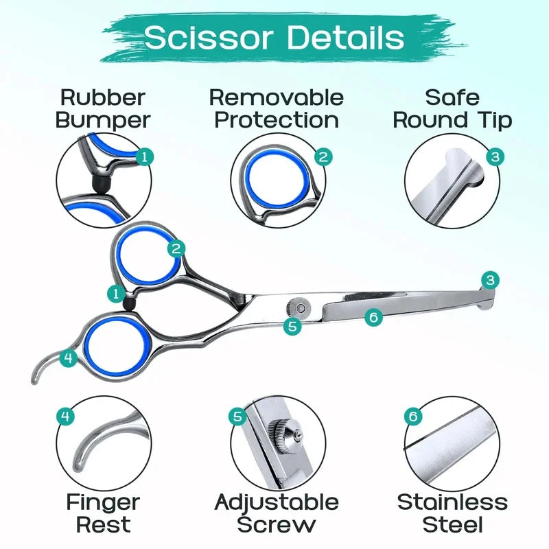 5-in-1 Pet Grooming Scissors Set – Rounded Tip