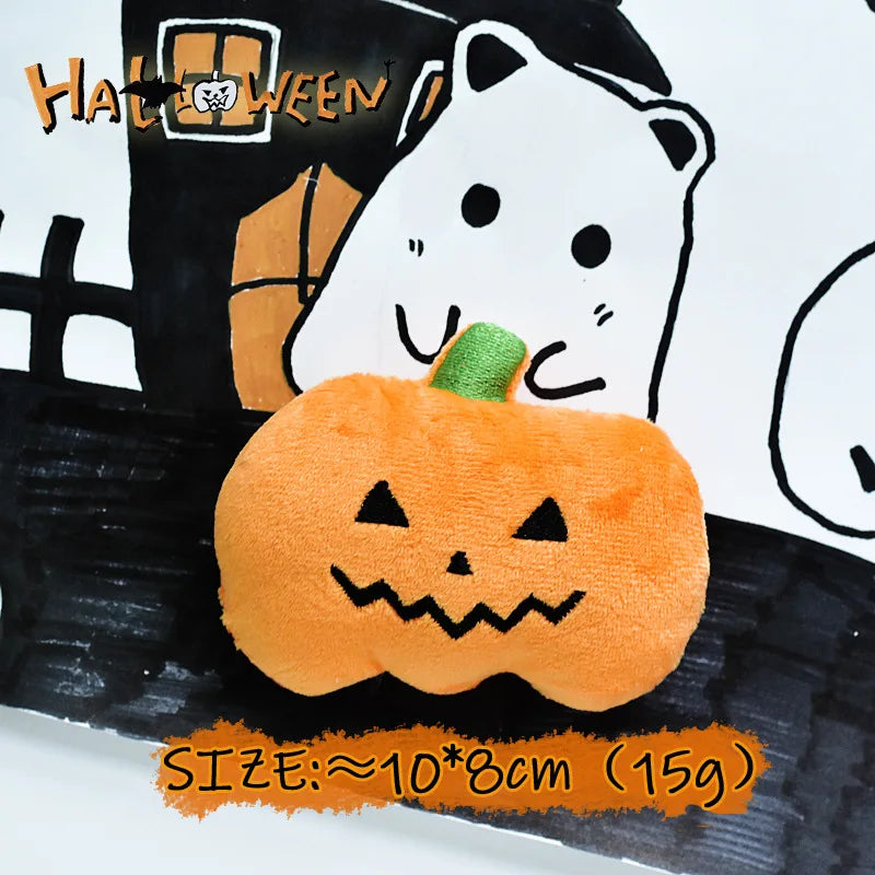 Halloween Plush Squeaky Dog Toy – Ghost, Pumpkin & Bat