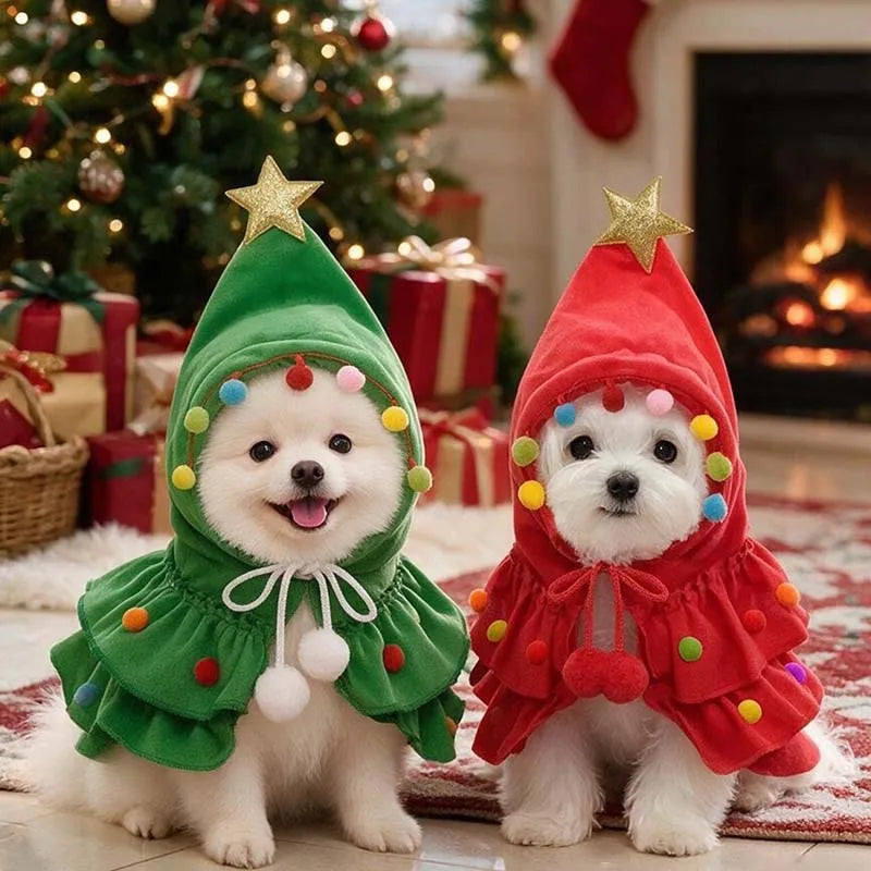Walking Christmas Tree Pet Costume – Holiday Outfit with Star Hat