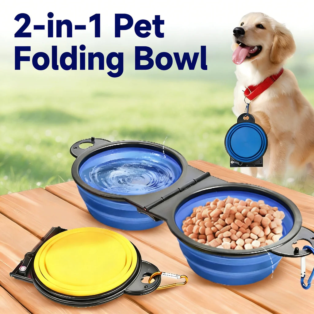2-in-1 Collapsible Double Travel Pet Bowl