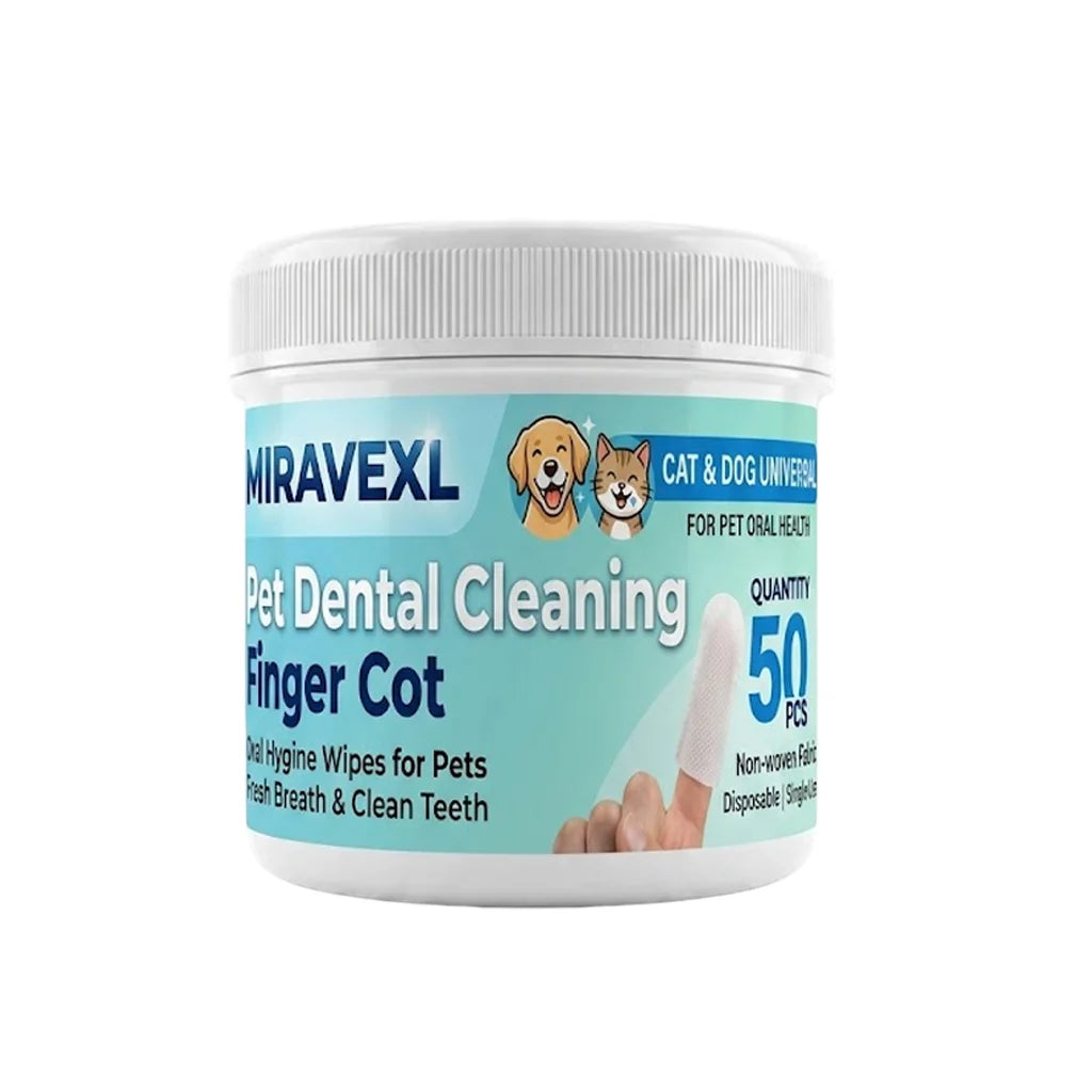 MIRAVEXLPet Finger Toothbrush 50PCS Cat Dog Dental Wipes Oral Care Disposable Finger Cot Teeth Cleaning Tool Fresh Breath Plaque
