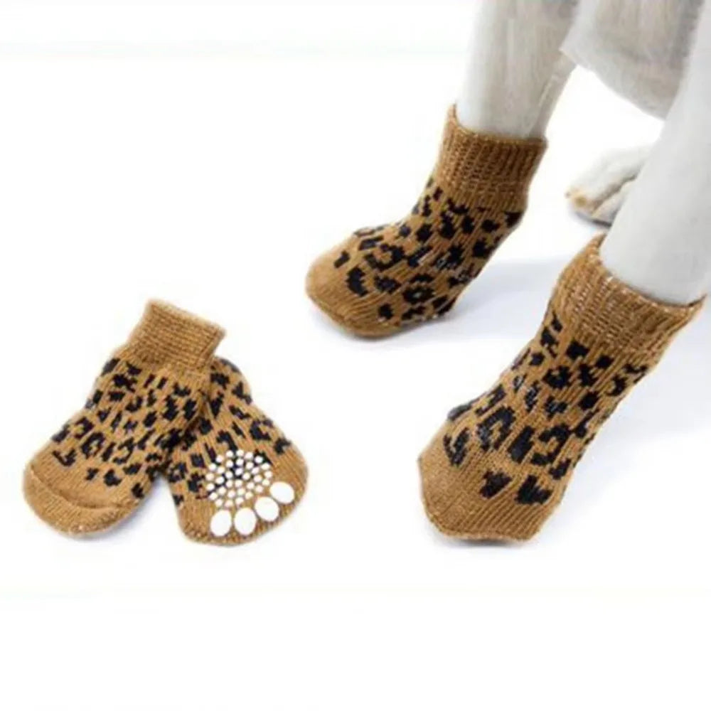Anti-Slip Dog Socks – 4-Pack Winter Paw Wear