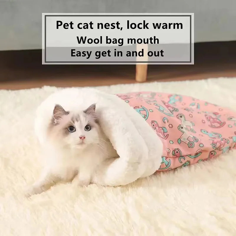 Self-Warming Cave Cat Bed – Winter Hideaway