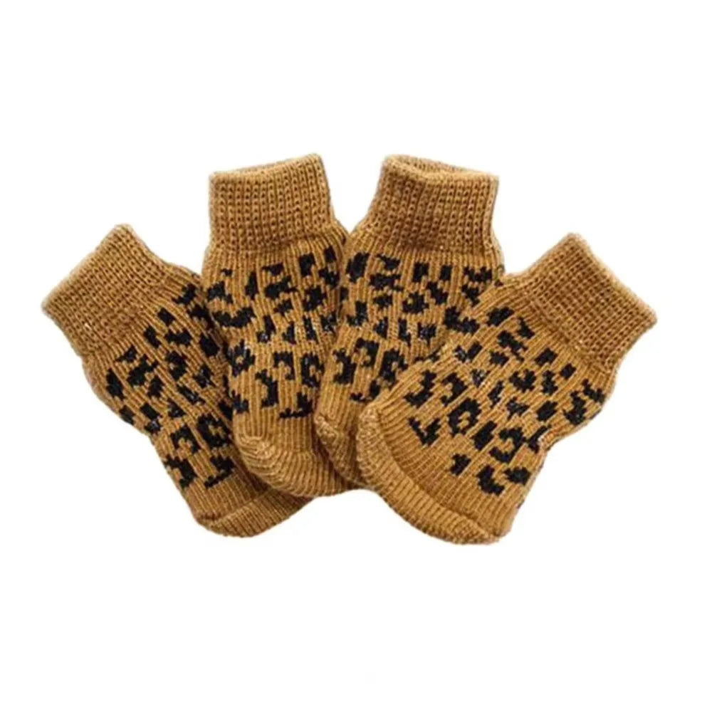 Anti-Slip Dog Socks – 4-Pack Winter Paw Wear