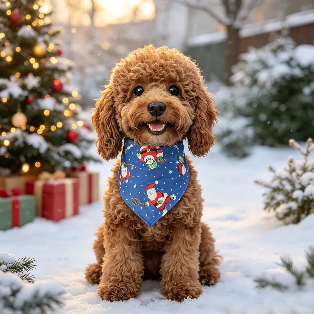 Christmas Pet Bandanas – 5-Pack Holiday Triangle Scarves