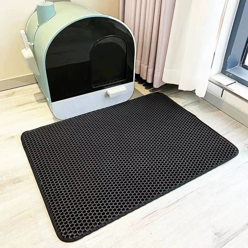 Double-Layer Honeycomb Cat Litter Mat – Waterproof & Non-Slip