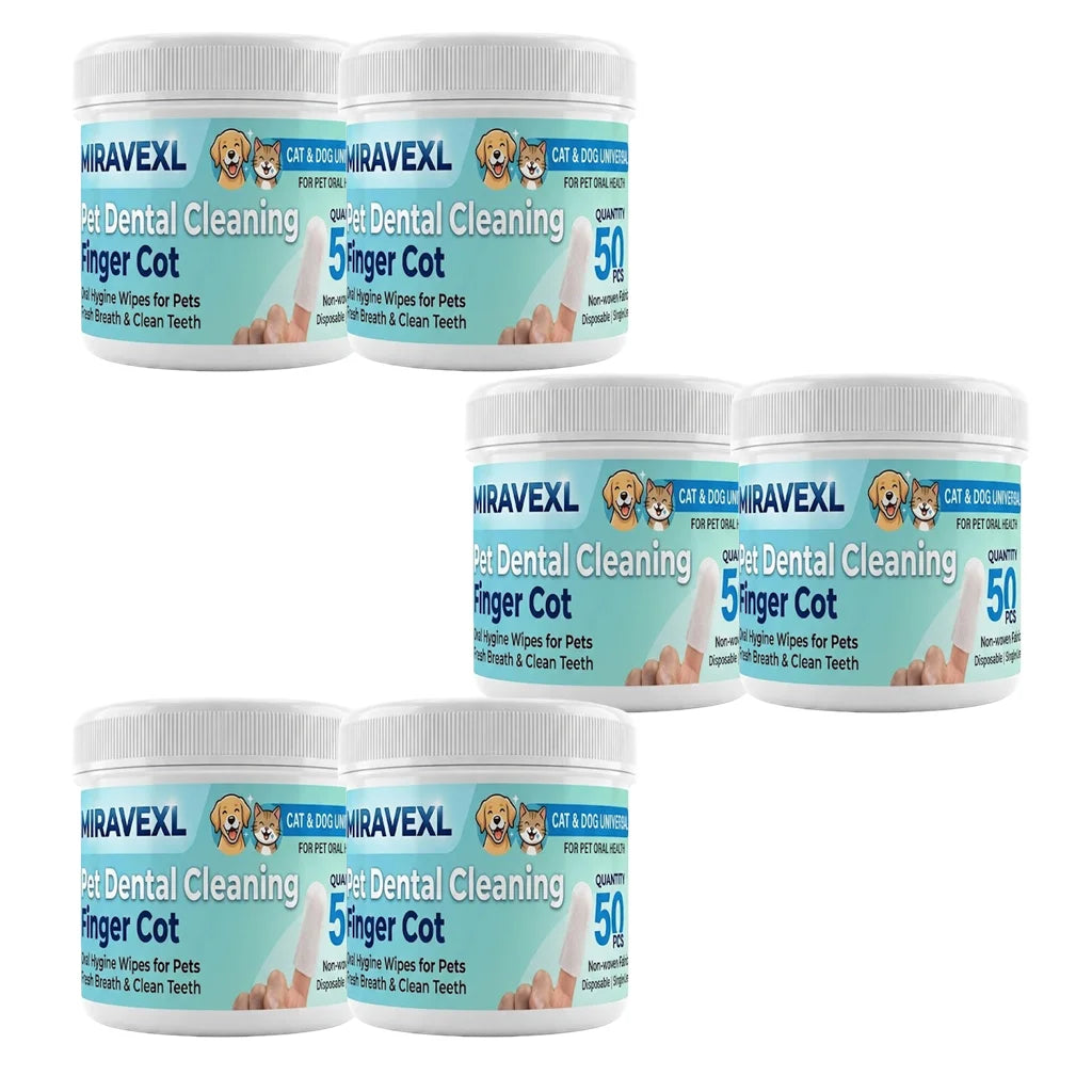 MIRAVEXLPet Finger Toothbrush 50PCS Cat Dog Dental Wipes Oral Care Disposable Finger Cot Teeth Cleaning Tool Fresh Breath Plaque