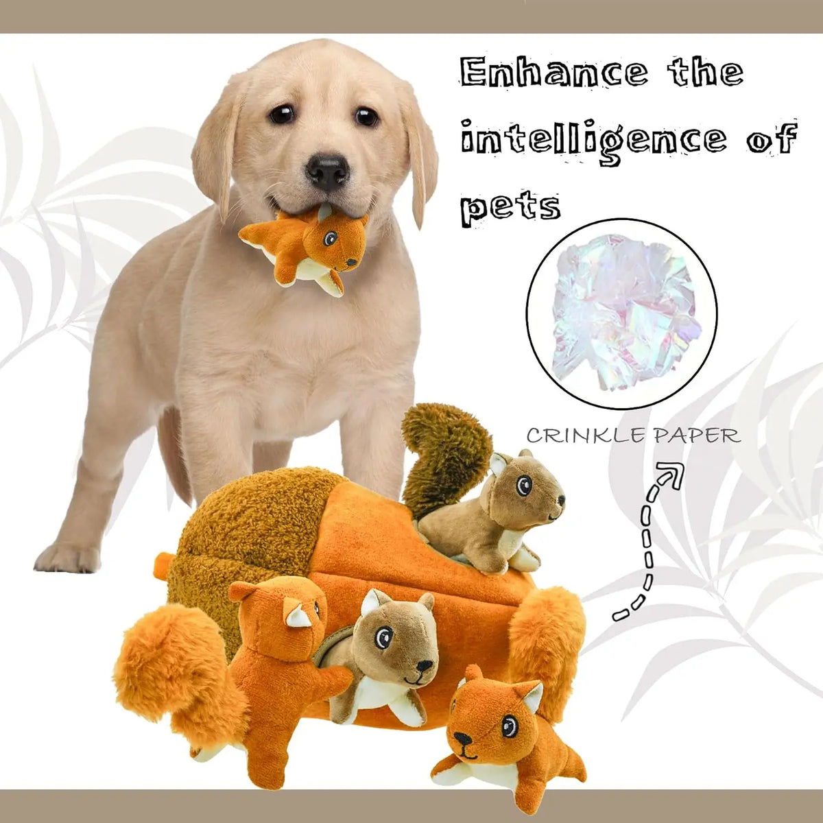 Hide-and-Seek Squirrel Plush Puzzle Dog Toy – Nose-Work Enrichment Toy