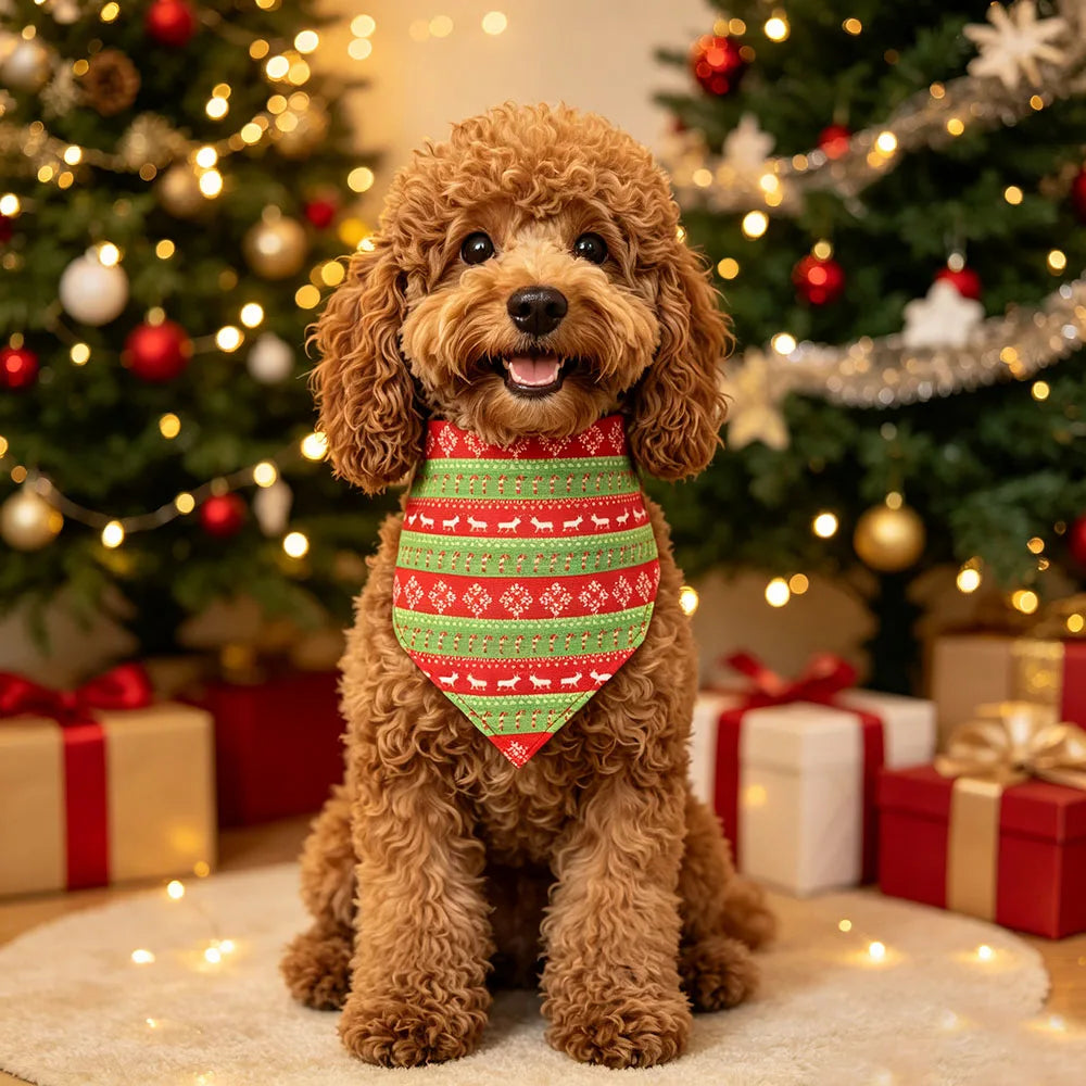 Christmas Pet Bandanas – 5-Pack Holiday Triangle Scarves