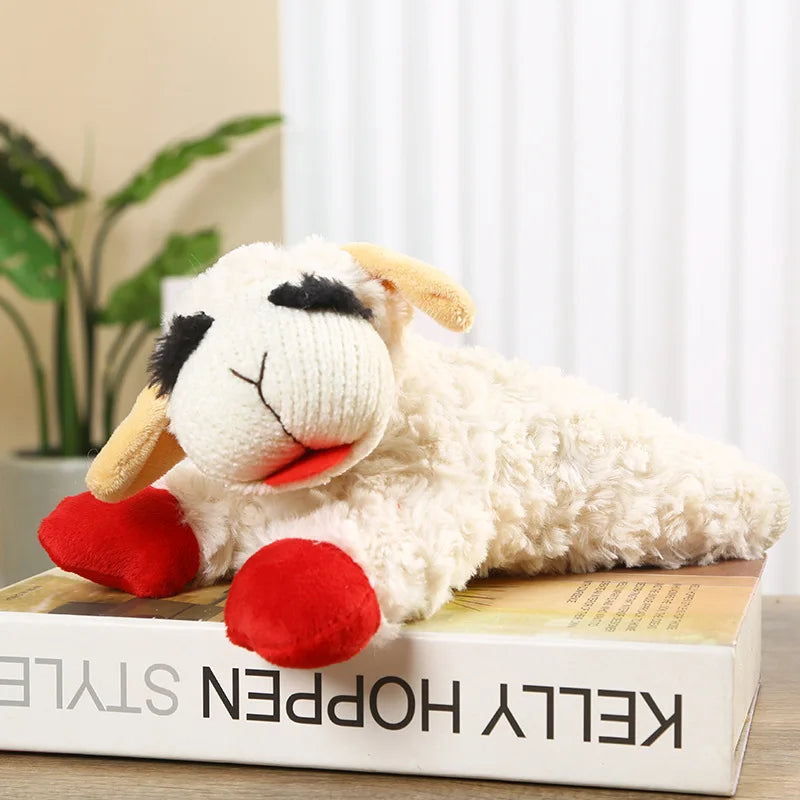 Mini Lambchop-Style Plush Dog Toy – Classic Sheep Squeaker