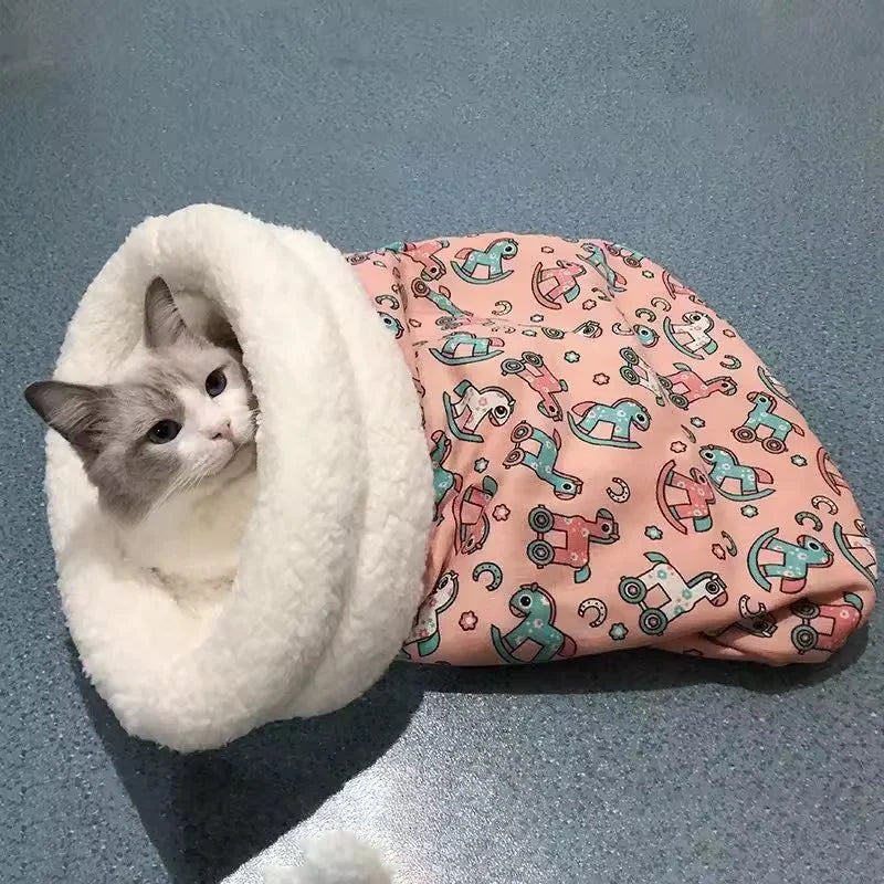 Self-Warming Cave Cat Bed – Winter Hideaway