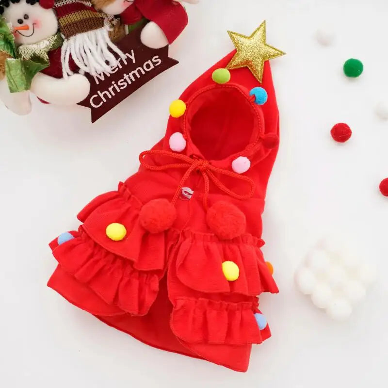 Walking Christmas Tree Pet Costume – Holiday Outfit with Star Hat
