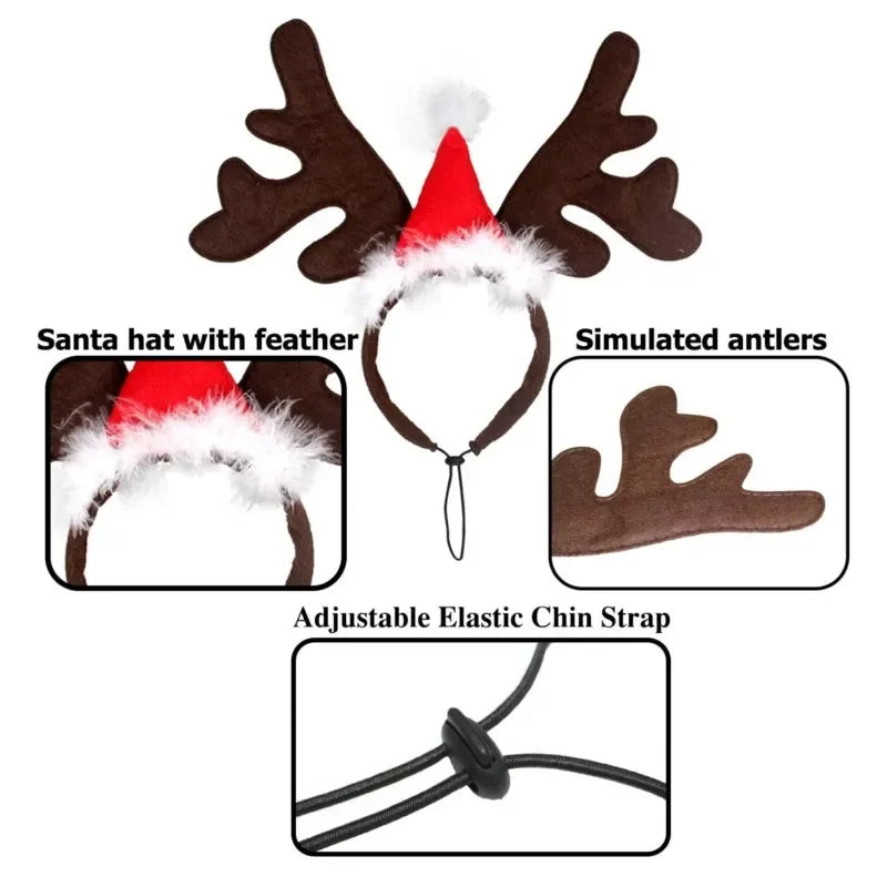 Reindeer Antlers Headband for Pets – Christmas Costume Accessory