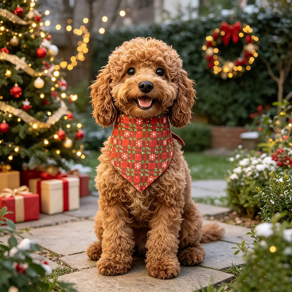 Christmas Pet Bandanas – 5-Pack Holiday Triangle Scarves