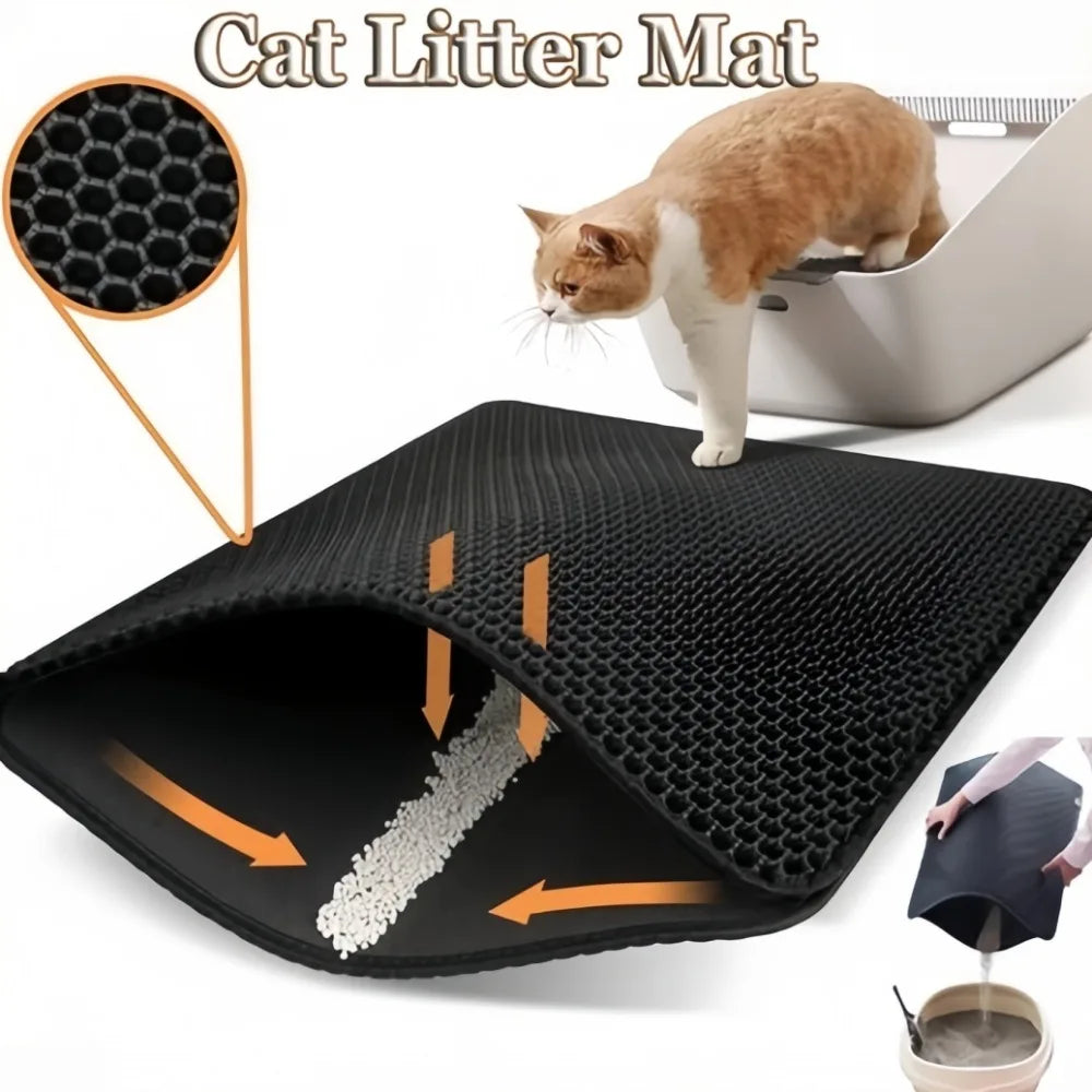 Double-Layer Honeycomb Cat Litter Mat – Waterproof & Non-Slip