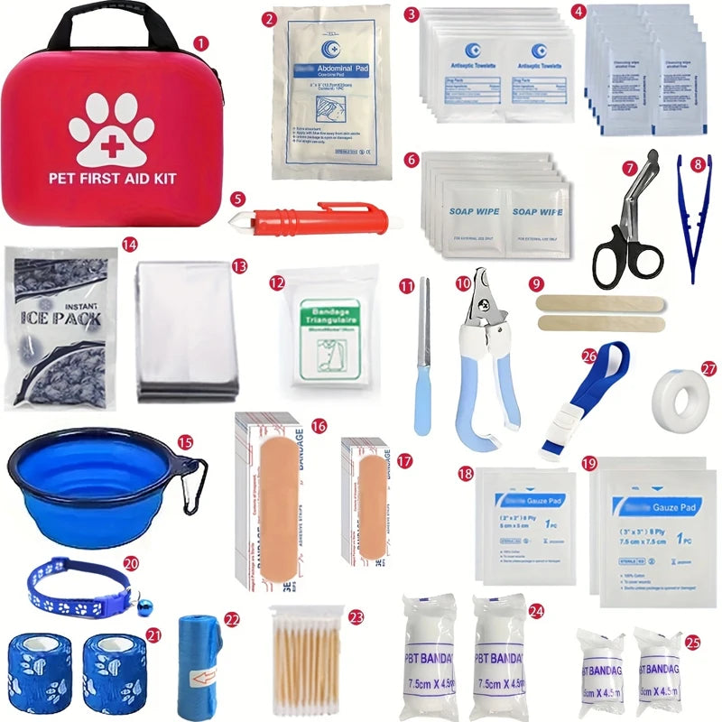Portable Pet First Aid Kit – 30-Piece