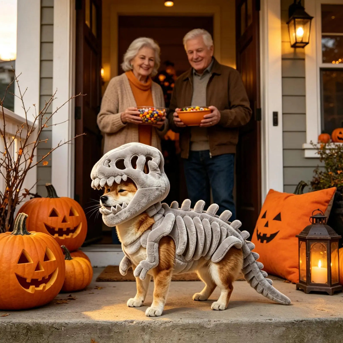 Dinosaur Bone Pet Costume – Halloween Dino Hoodie