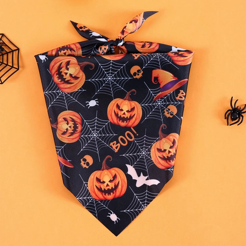 Halloween Dog Bandanas – 4-Pack Pumpkin & Ghost Prints