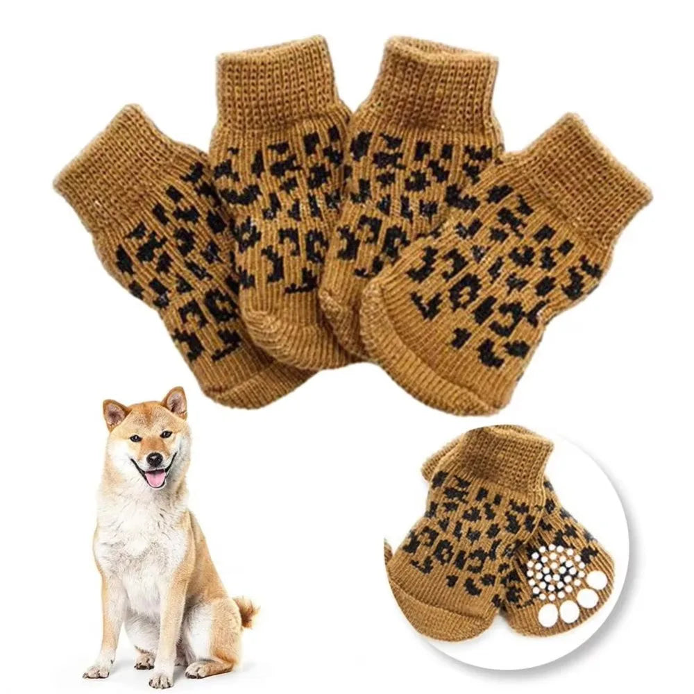 Anti-Slip Dog Socks – 4-Pack Winter Paw Wear