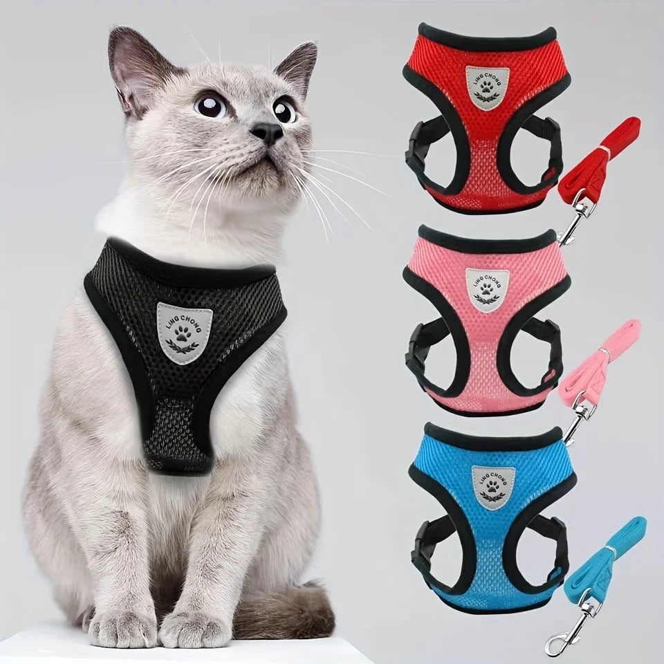 Escape-Proof Cat Harness & Leash Set – Breathable Mesh Vest