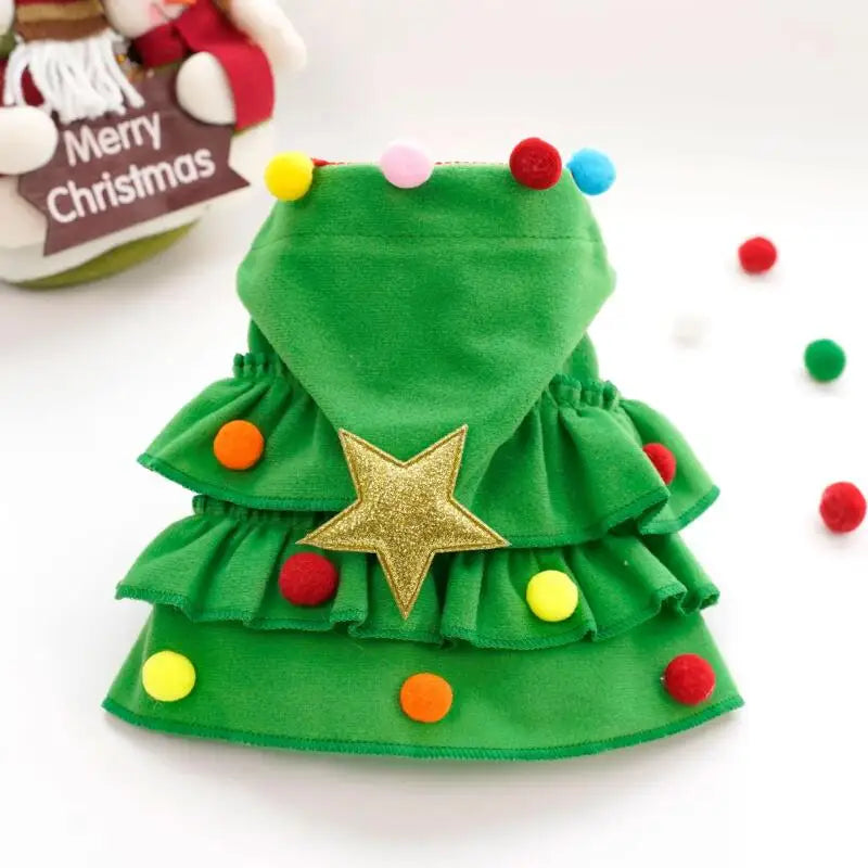 Walking Christmas Tree Pet Costume – Holiday Outfit with Star Hat