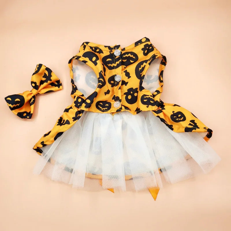 Pumpkin Tulle Dog Dress – Halloween Party Outfit