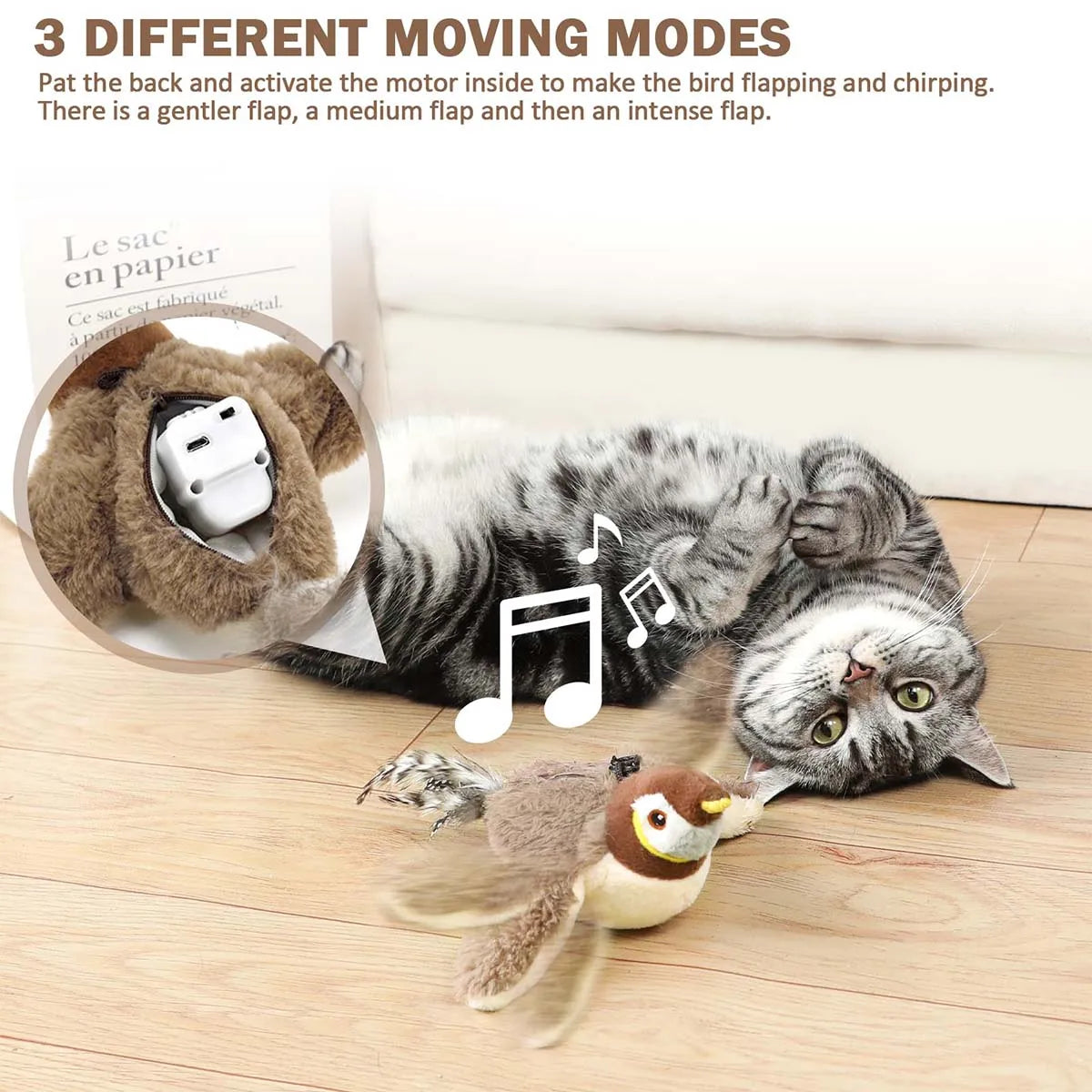Flapping Chirping Bird Cat Toy – USB Rechargeable