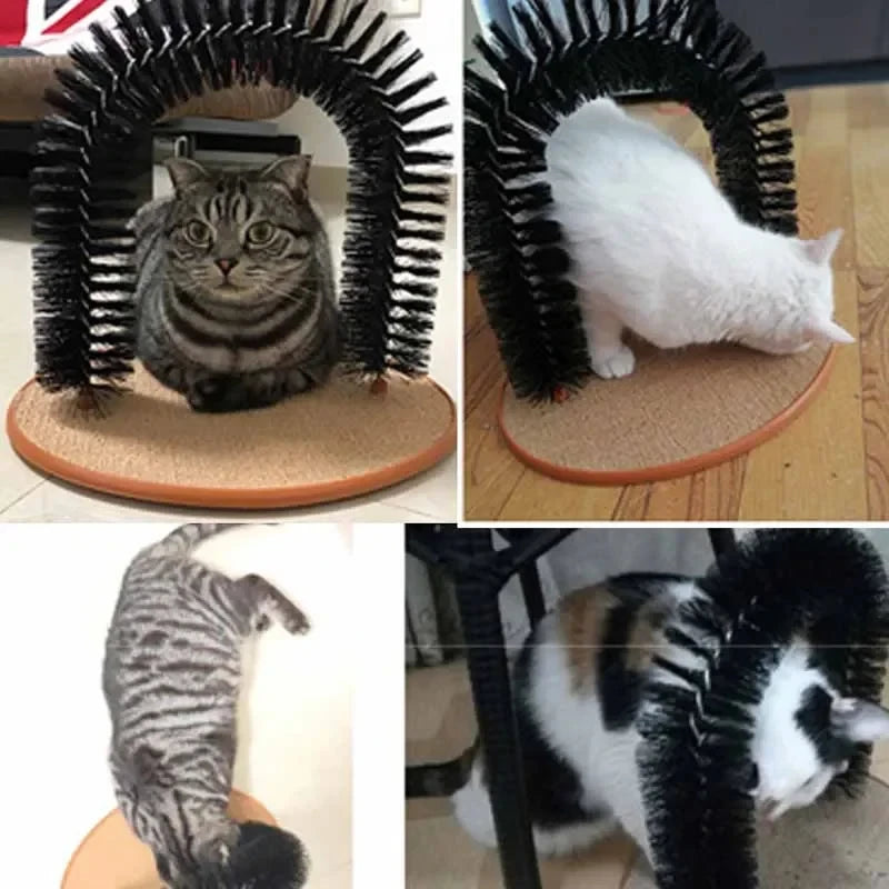Cat Self-Grooming Arch – Massage Brush & Scratching Pad