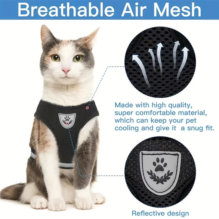 Escape-Proof Cat Harness & Leash Set – Breathable Mesh Vest