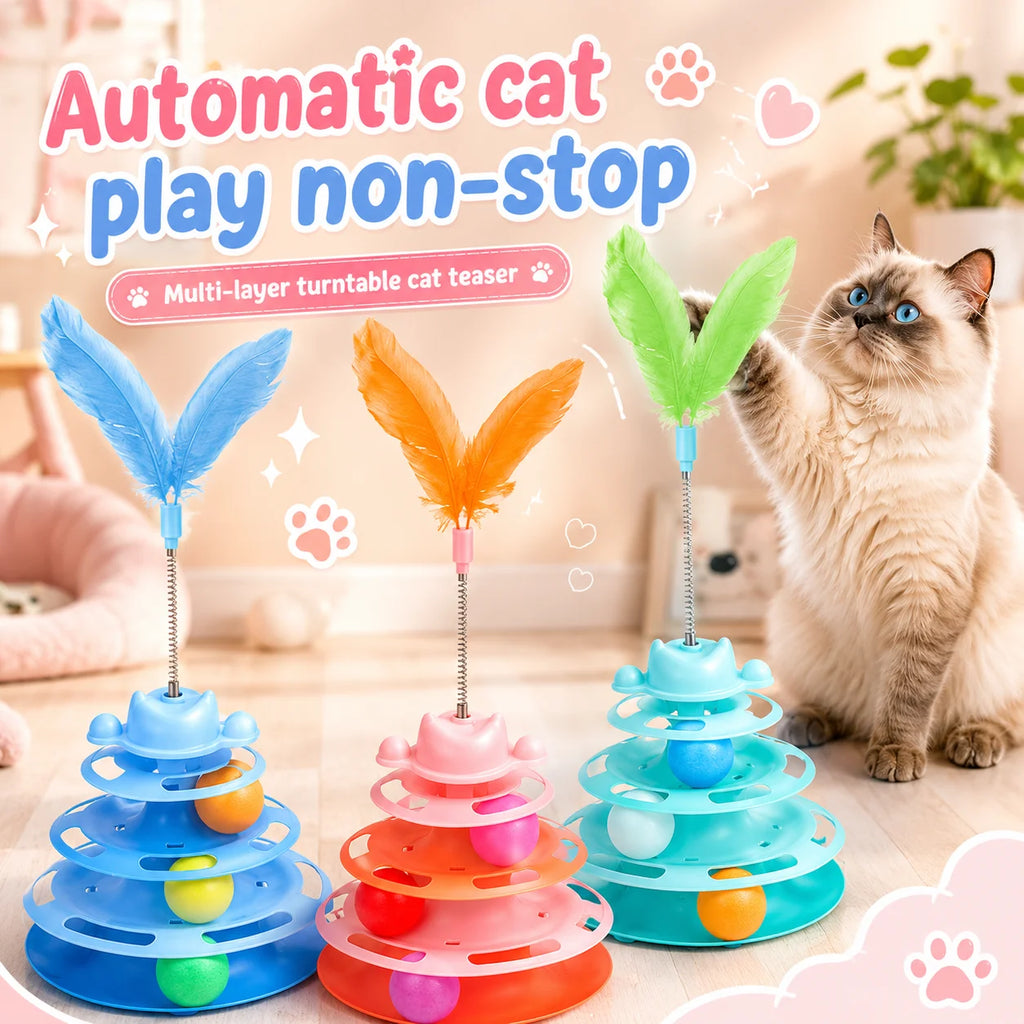 4-Tier Cat Ball Track Tower