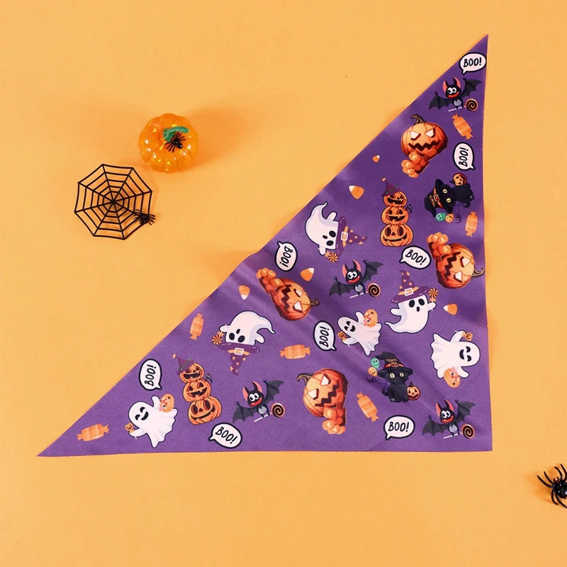 Halloween Dog Bandanas – 4-Pack Pumpkin & Ghost Prints