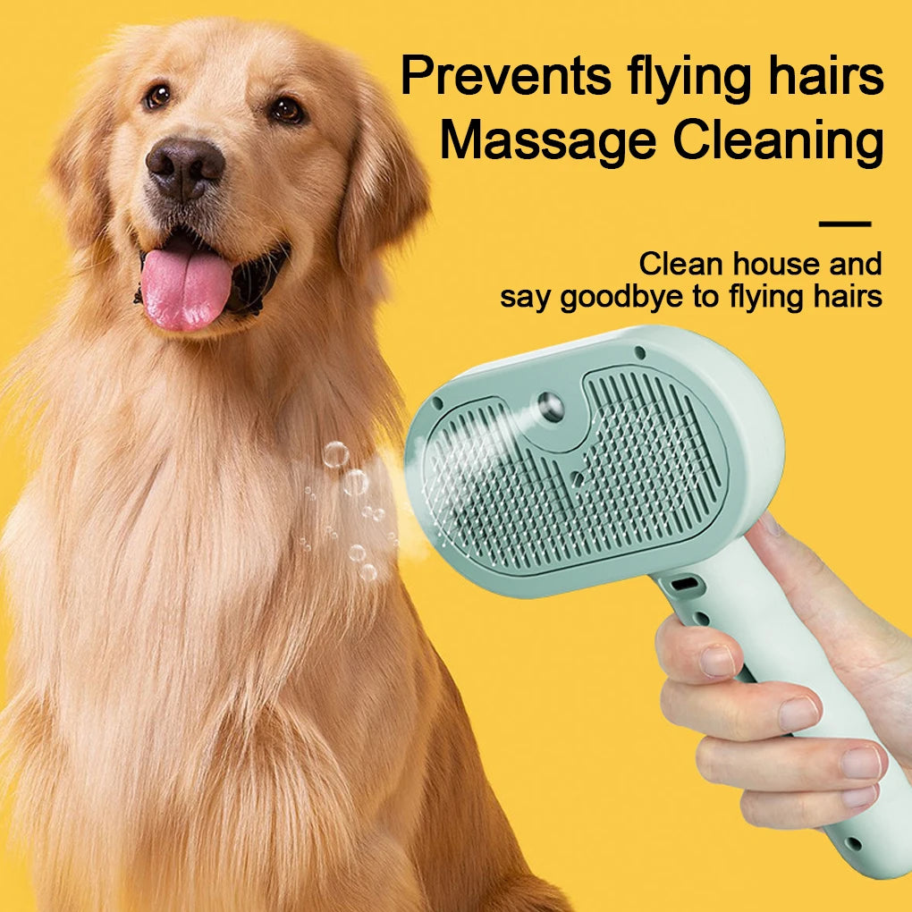 Pet Steam Grooming Brush – Mist Spray Deshedder